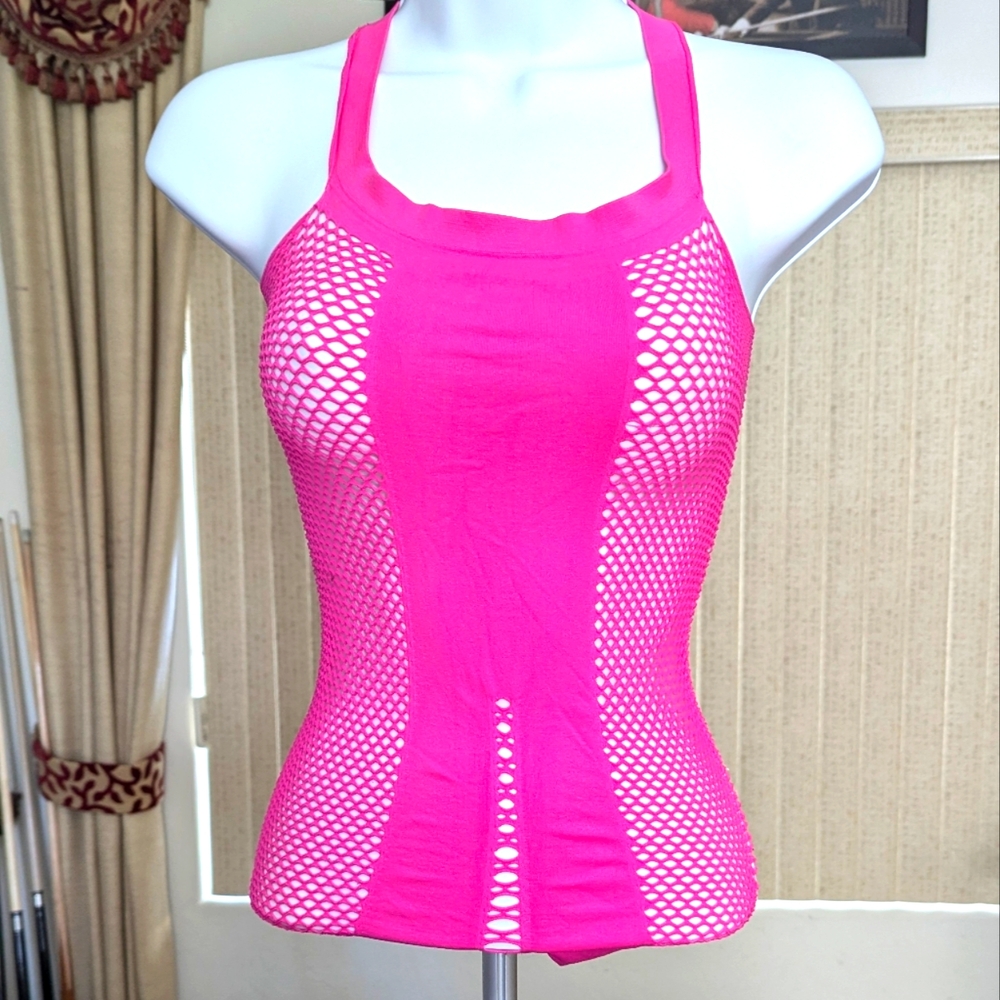 Pink Fishnet Mini Dress